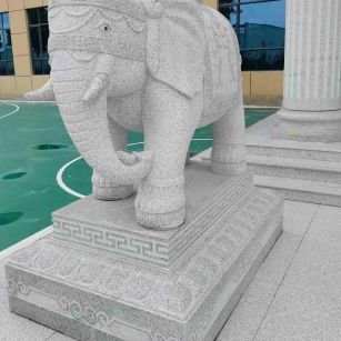鹤壁 白麻花岗岩动物异形石雕-大象