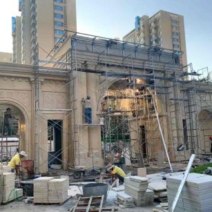 鹤壁 黄金麻荔枝面花岗岩小区门楼外墙干挂