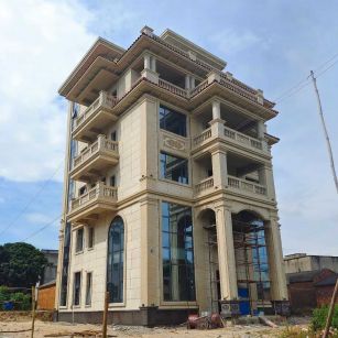 鹤壁 黄金麻花岗岩石材别墅外墙干挂搭配（雕花栏杆花瓶柱门楼罗马柱）