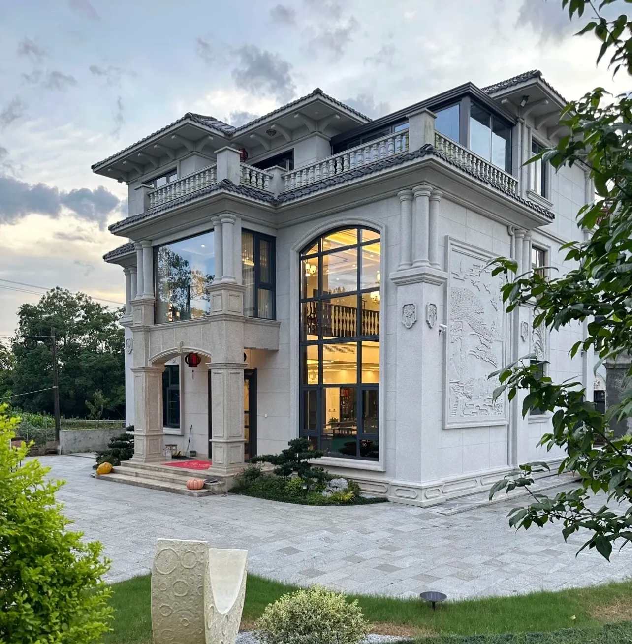 鹤壁 白麻花岗岩私人别墅干挂石材豪华定制