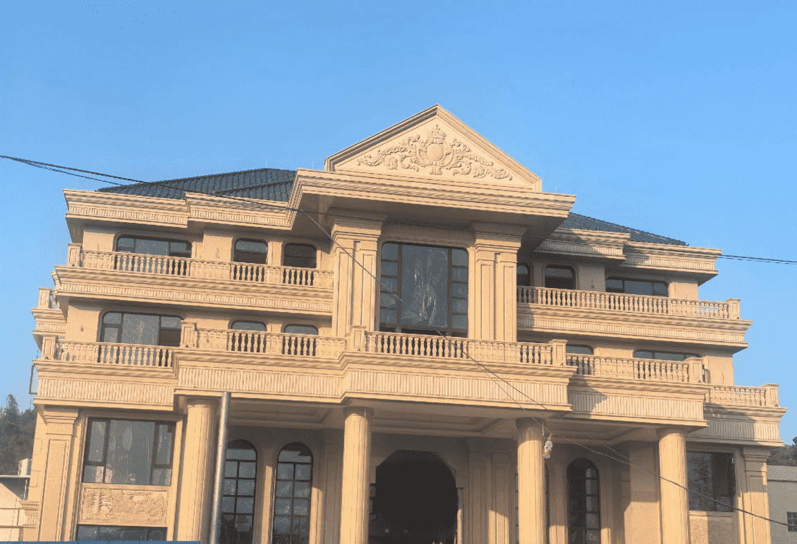 鹤壁黄金麻别墅外墙干挂石材效果示例